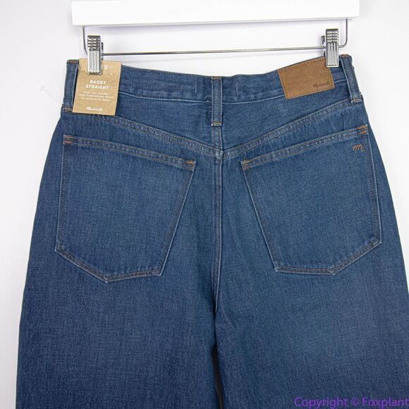 NEW Madewell Baggy Straight Jeans in Dark Worn Indigo Wash, 28 - Picture 10 of 16